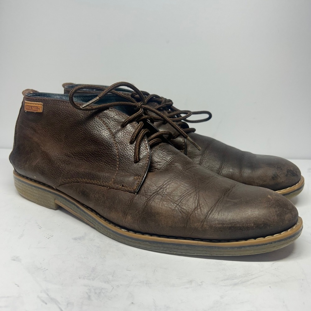 Pikolinos Chukka Boots Dark Brown Leather Mens Size 44 US 10.5 Lace Up Casual
